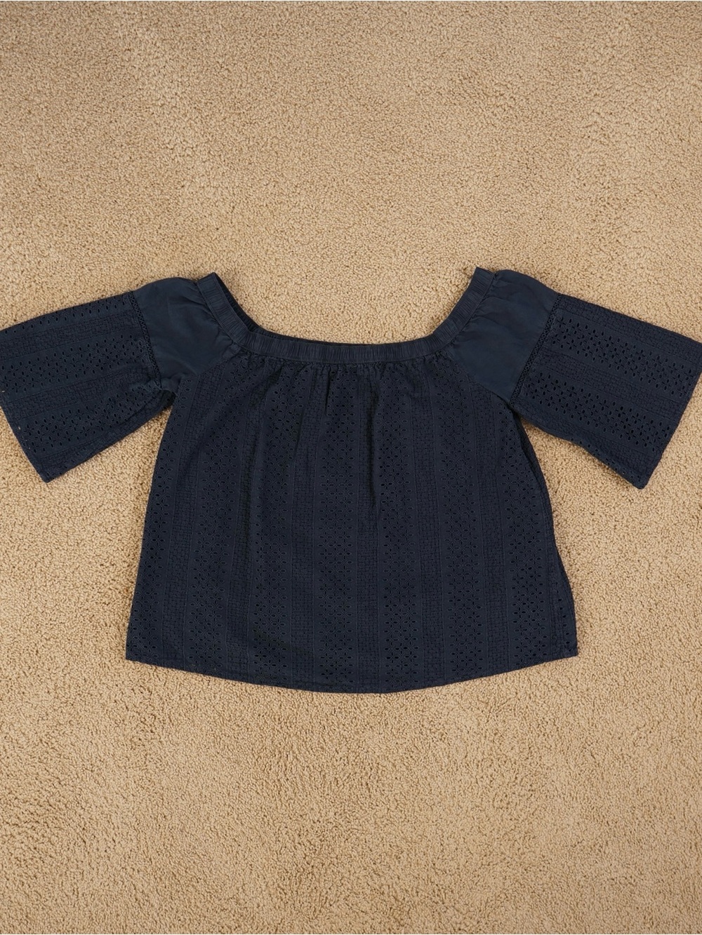 Abercrombie & Fitch Navy Eyelet Off-Shoulder Blouse